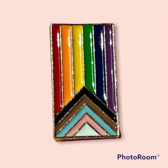 Pride LGBQTIA+ Trans and POC Inclusive Rainbow Pride Flag Enamel Pin - Picture 3 of 6